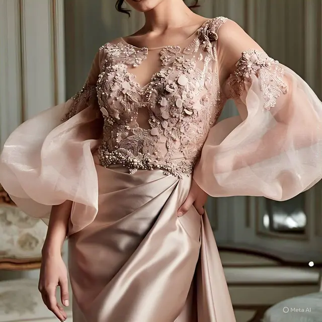 Gamis Brokat Kombinasi Satin