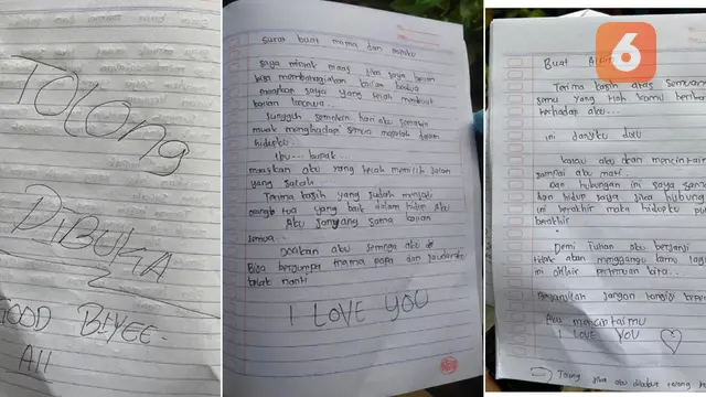 Isi surat perpisahan remaja Toraja sebelum bunuh diri (Liputan6.com/Fauzan)
