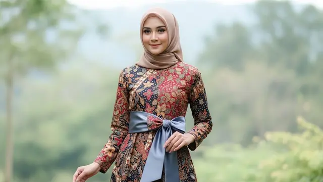 Gamis Batik Kombinasi Satin untuk Pesta Resmi dan Semi Formal