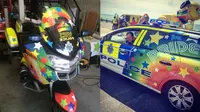 Kepolisian Brighton mengecat kendaraannya bernuansa pelangi untuk memeriahkan festival setempat