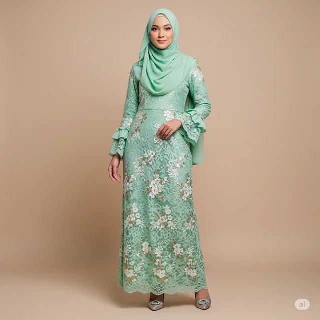 Tren Long Dress Brokat Muslim Terkini.