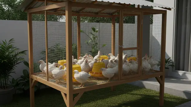 Contoh Kandang Ayam Broiler Skala Rumahan. AI