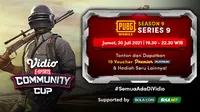 Jadwal dan Live Streaming Vidio Community Cup Season 9 PUBGM Series 9, Jumat 30 Juli 2021. (Sumber : dok. vidio.com)