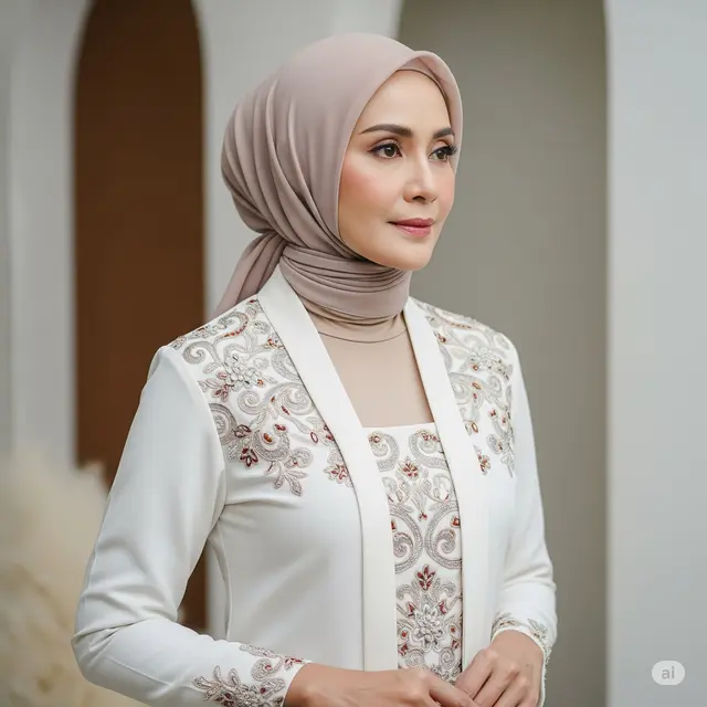 Rekomendasi Model Kebaya Ibu-ibu Hijab Terbaru 2025. Foto: Gemini