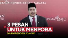 Berita video Menpora (Menteri Pemuda dan Olahraga), Dito Ariotedjo, mengungkapkan tiga pesan yang disampaikan Presiden Republik Indonesia, Jokowi (Joko Widodo), untuknya, Senin (3/4/2023).