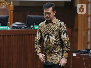 Mantan Menteri Pertanian (Mentan) Syahrul Yasin Limpo (SYL) saat mengikuti sidang perdana di Pengadilan Tipikor Jakarta, Rabu (28/2/2024). (Liputan6.com/Angga Yuniar)