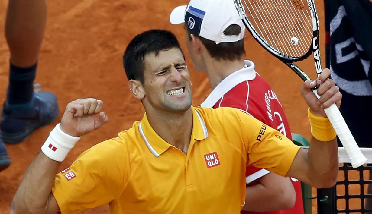 Ekspresi Novak Djokovic usai memastikan gelar keduanya di ajang Monte Carlo Masters (REUTERS/Jean-Paul Pelissier)