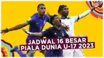 Berita video jadwal lengkap pertandingan babak 16 besar Piala Dunia U-17 2023 yang akan dimulai pada Senin (20/11/2023) pukul 15.30 WIB.