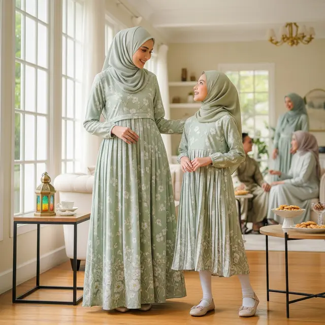 Model Gamis Kombinasi Couple Ibu dan Anak untuk Lebaran 2026