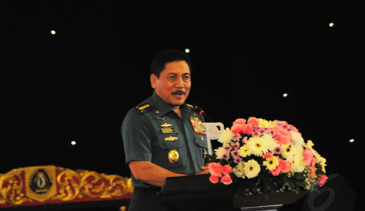 Kasal Laksamana TNI Marsetio saat memberikan sambutan di Balai Samudera, Sunter, Jakarta, Jumat (13/06/14). (Liputan6.com/Faizal Fanani)