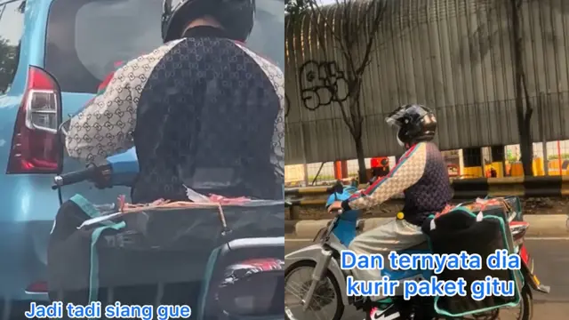 Seorang kurir tampil lebih trendi curi perhatian pengguna jalan