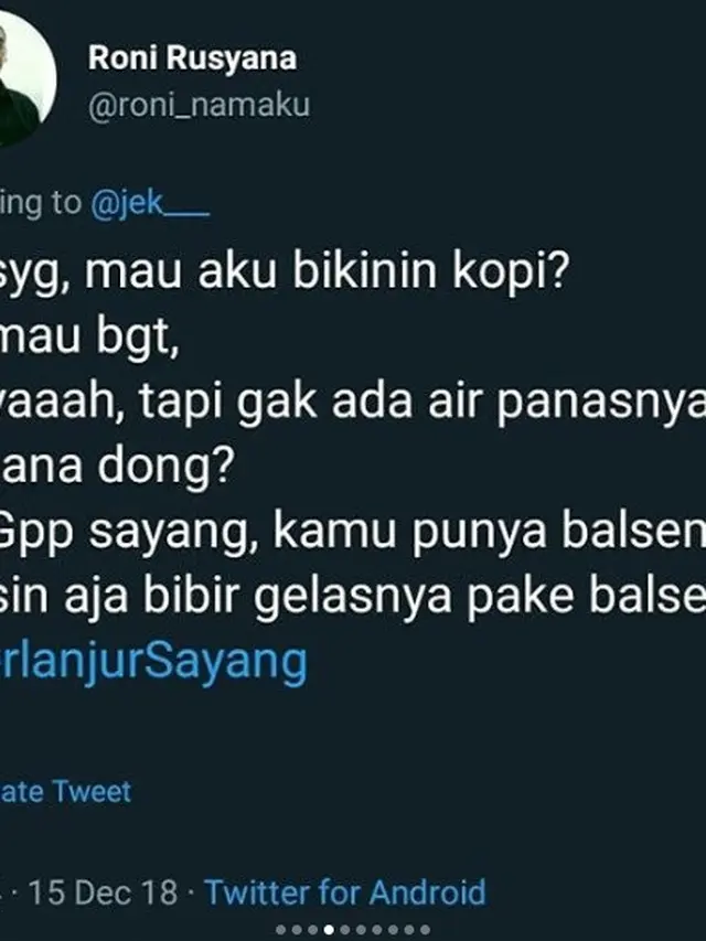 Cuitan kocak terlanjur sayang (foto: Instagram/@twider.id)
