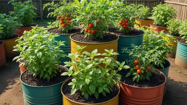 Ide Kebun Sayur di Pekarangan Kecil Memakai Media Tanam Sekam Bakar. AI