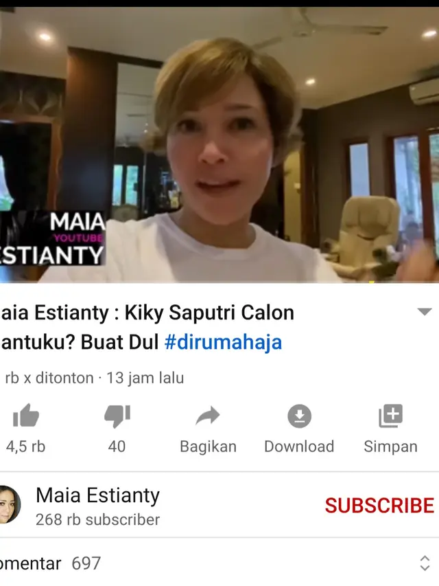 Unggahan Maia Estianty. (Foto: YouTube Maia Estianty)