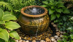 Cara membuat air mancur taman dari pot. [Foto: Gemini]