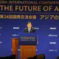 Wapres RI Jusuf Kalla memberikan pidato Konferensi Internasional ke-24 Tentang Masa Depan Asia di Tokyo, Jepang, Selasa (12/6). Pidato tersebut bertemakan "Keeping Asia Open : How to Achieve Prosperity and Stability". (Liputan6.com/HO/Media Wapres)