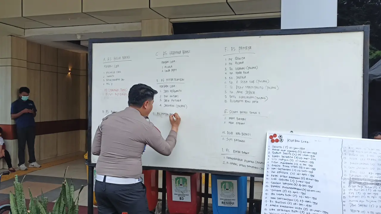 Polres Metro Bekasi membuat posko informasi di RS dr. Chasbullah Abdulmadjid, Kota Bekasi terkait korban kecelakaan kereta.