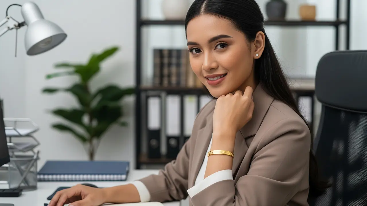 Model Gelang Emas Simpel Cocok untuk Kerja Kantoran/Gemini AI