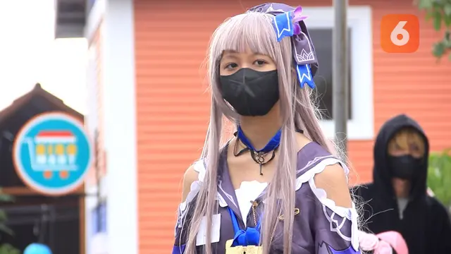 Salah satu cosplayer dalam festival anime di tempat wisata Oasis Sukabumi, (Liputan6.com/Fira Syahrin).