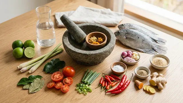 Ilustrasi resep ikan kuah asam pedas