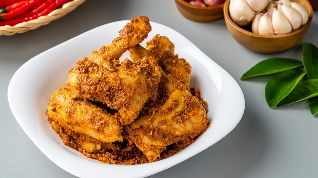 Rendang ayam kare bumbu rujak gulai