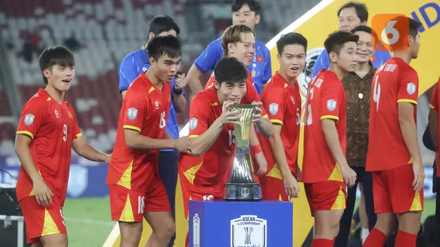 Foto: Selebrasi Pemain Vietnam saat Pastikan Hattrick Juara Piala AFF U-23