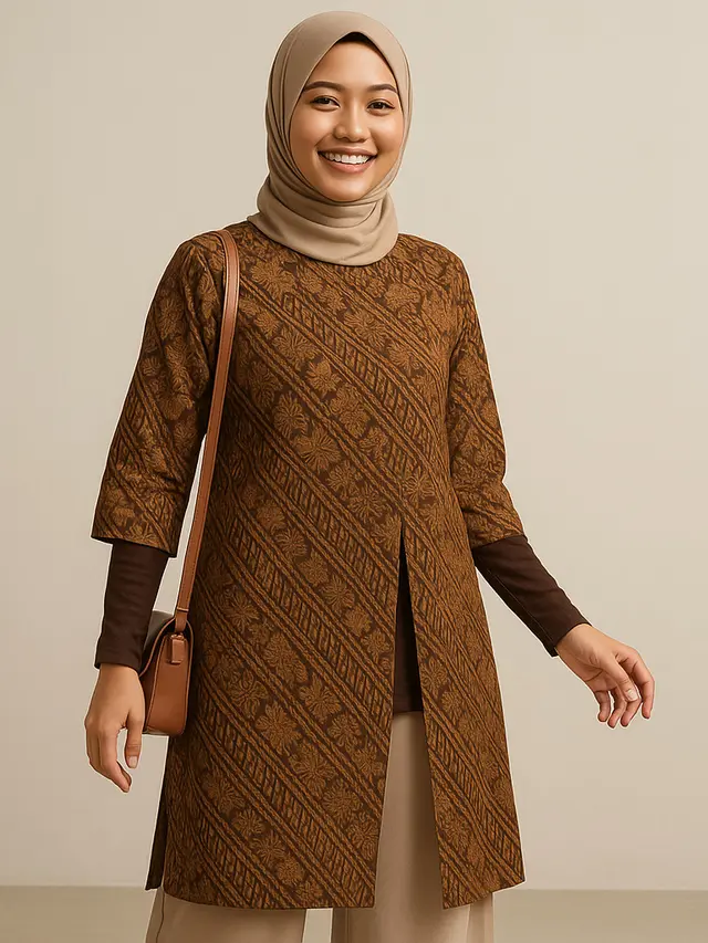 Model Tunik Batik Belah Samping yang Lagi Tren di 2025/Ilustrasi AI