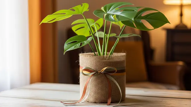 Pot Dekoratif dengan Kain Goni atau Pita