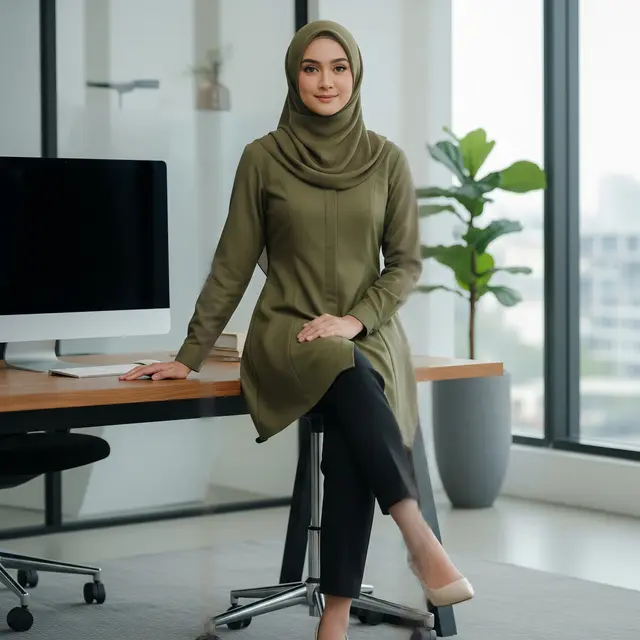 Model Blus Muslimah 2026 yang Anggun dan Nyaman untuk Kerja (Image by Gemini AI)