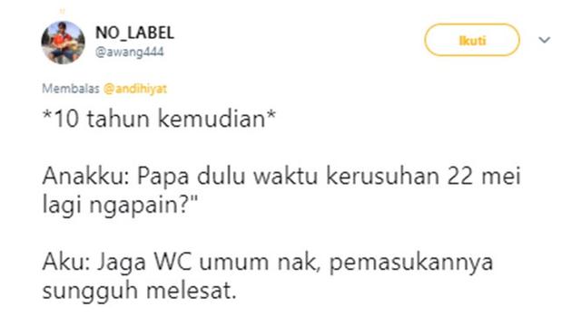 Cuitan kocak (Sumber: Twitter/awang444)