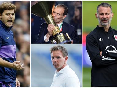 Serangkaian hasil buruk yang dialami Manchester United, membuat sang pelatih, Ole Gunnar Solskjaer kian terdesak dan bisa saja didepak. Berikut ini tujuh pelatih yang layak menggantikan posisi Solskjaer. (Foto Kolase AP dan AFP)