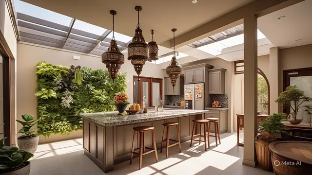 Desain Dapur Islami Semi Terbuka Hijau