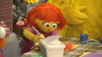 Julia, tokoh baru dalam Sesame Street dengan autisme. 