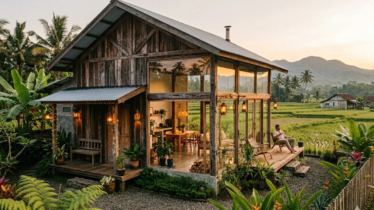 Desain Rumah Minimalis di Desa dengan Sentuhan Kayu Bekas Biar Unik dan Hemat