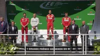Pebalap Ferrari, Sebastian Vettel, berhasil menjuarai F1 GP Brasil di Sirkuit Autodromo Jose Carlos Pace, Minggu (12/11/2017) atau Senin (13/11/2017) dini hari WIB. (Twitter/@F1)