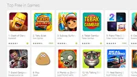Tahu Bulat puncaki posisi kedua di Top Chart gim gratis di Google Play Store. (Liputan6.com/Yuslianson)