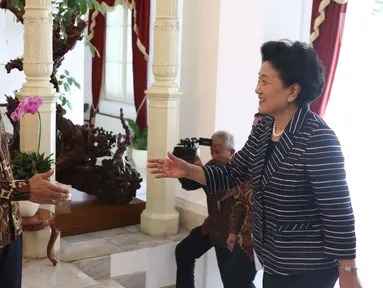 Presiden Joko Widodo (Jokowi) menyambut kedatangan Wakil PM Tiongkok Liu Yandong di Istana Merdeka, Jakarta, Rabu (29/11). Kunjungan membahas sejumlah agenda Pertemuan Tingkat Tinggi Hubungan Antarmasyarakat antar kedua negara. (Liputan6.com/Angga Yuniar)