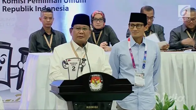 Prabowo-Sandi mendapat nomor urut 2 dalam Pilpres 2019. Pada sambutannya, Prabowo serukan pada masyarakat bahwa pemilu bukanlah ajang untuk mencari kesalahan dan kekurangan paslon lain.