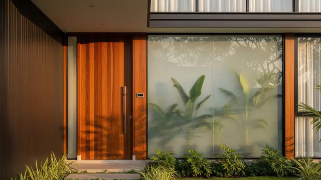 Gambar Model Depan Rumah Minimalis Pintu Samping Aksen Jendela Kaca