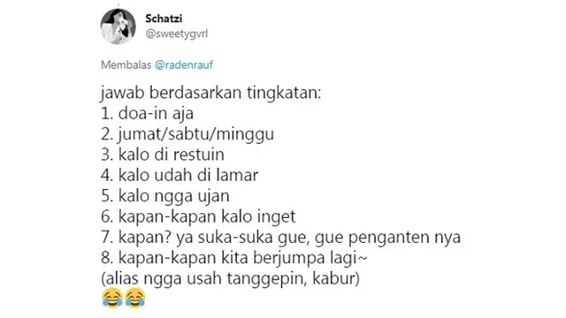 7 Jawaban Netizen Ditanya Kapan Nikah Ini Bikin Geleng Kepala