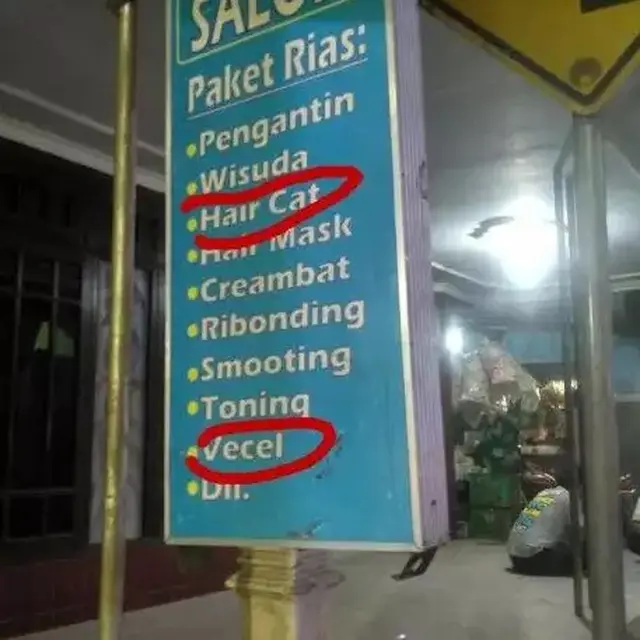 6 Potret Salah Tulis Bahasa Inggris di Spanduk Salon Ini Bikin Tepuk Jidat