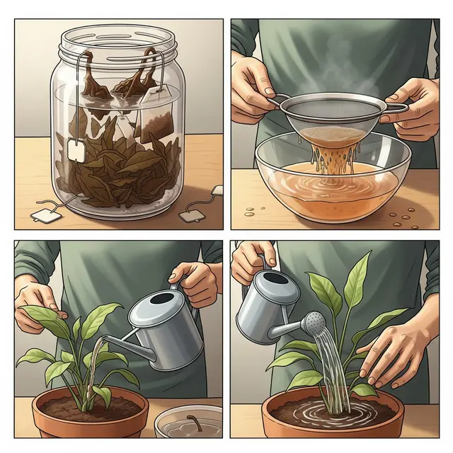 Ilustrasi membuat pupuk kompos dari ampas teh (Image by Gemini AI)