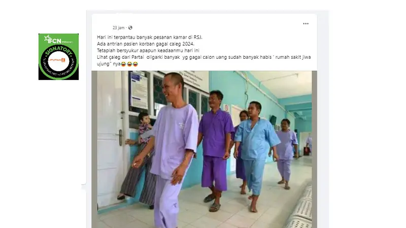 Tangkapan layar klaim foto pasien RSJ korban gagal caleg 2024