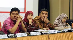 Perwakilan Partai Politik saat menghadiri uji publik Rancangan Peraturan KPU terkait Pilgub. Pilbup dan Pilwali di Jakarta, Rabu (31/5). Uji publik dipimpin Ketua KPU, Arief Budiman. (Liputan6.com/Helmi Fithriansyah)