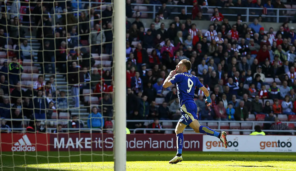 2. Jamie Vardy (Leicester), 22 gol dari 34 penampilan. (AFP/Lindsey Parnaby)