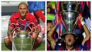 Thiago dan Rafael Alcantara. Sang kakak Thiago Alcantara (kiri) meraih trofi terlebih dahulu bersama Barcelona pada musim 2010/2011 dan bersama Bayern Munchen pada 2019/2020. Sementara Rafael Alcantara alias Rafinha meraihnya bersama Barcelona pada musim 2014/2015. (Kolase AFP)