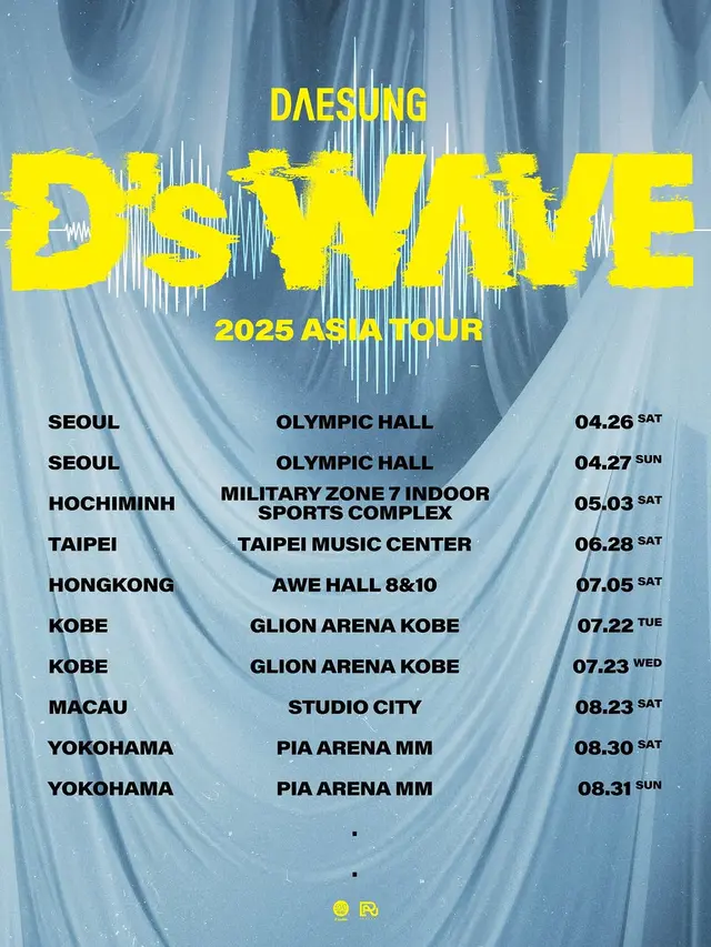 Tangkapan layar Instagram dari @d_lable_official yang merilis jadwal Daesung D's WAVE 2025 ASIA TOUR. (Sumber: Instagram/d_lable_official)