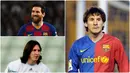 Bintang Barcelona, Lionel Messi, ternyata memiliki banyak perubahan gaya dan fisik selama 12 tahun berkarier di dunia sepak bola. Berikut perubahan wajah Lionel Messi dari 12 tahun lalu sampai sekarang. (kolase foto AFP)
