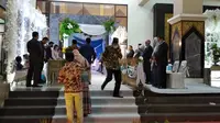 suasana pintu masuk pernikahan perdana yang diizinkan Gugus Tugas Covid 19 Bangkala