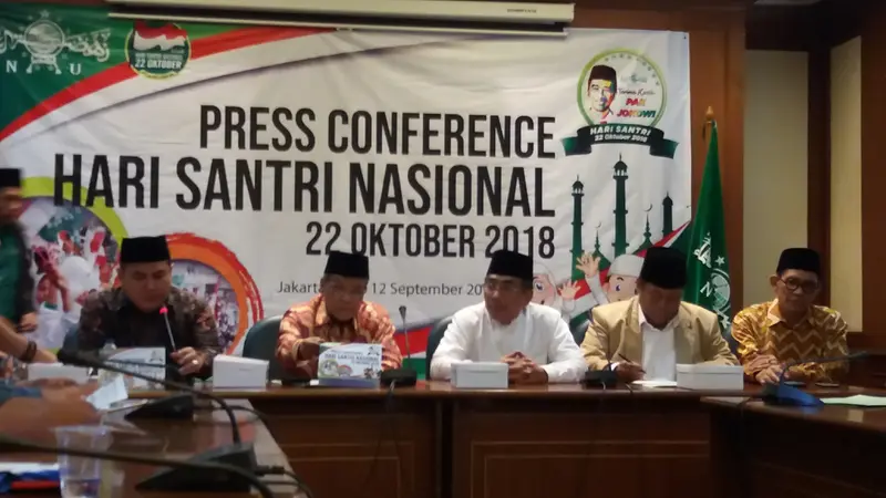 Konfrensi pers PBNU soal Peringatan Hari Santri Nasional (Liputan6.com/Hanz Jimenez)